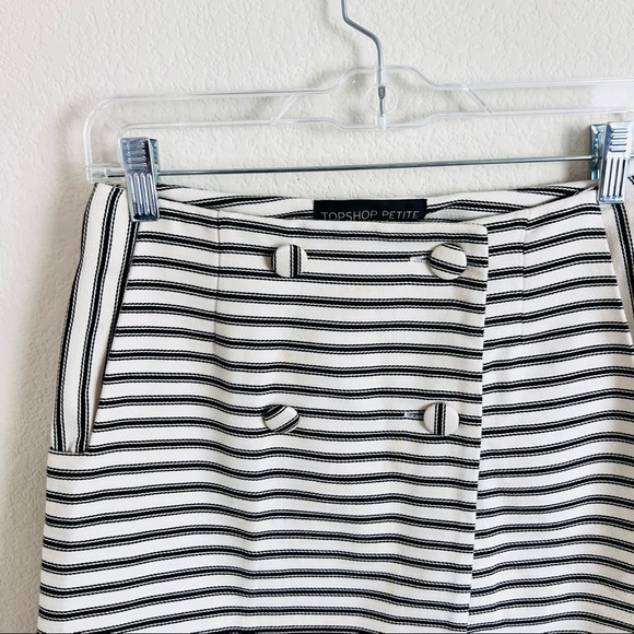 TOPSHOP Black & White Striped Button Suit Mini Skirt - Picture 4 of 12